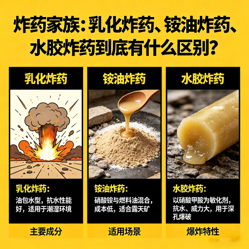 济南炸药家族：乳化炸药、铵油炸药、水胶炸药到底有什么区别？